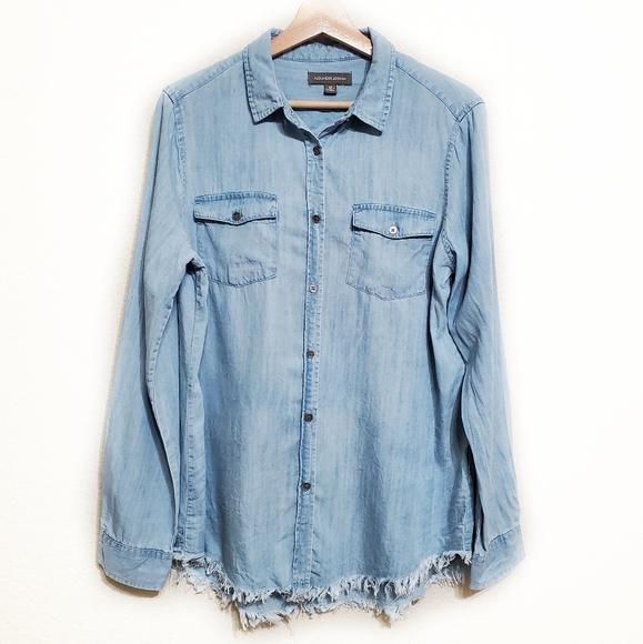 Alexander Jordan Tops - Raw Hem Chambray Shirt